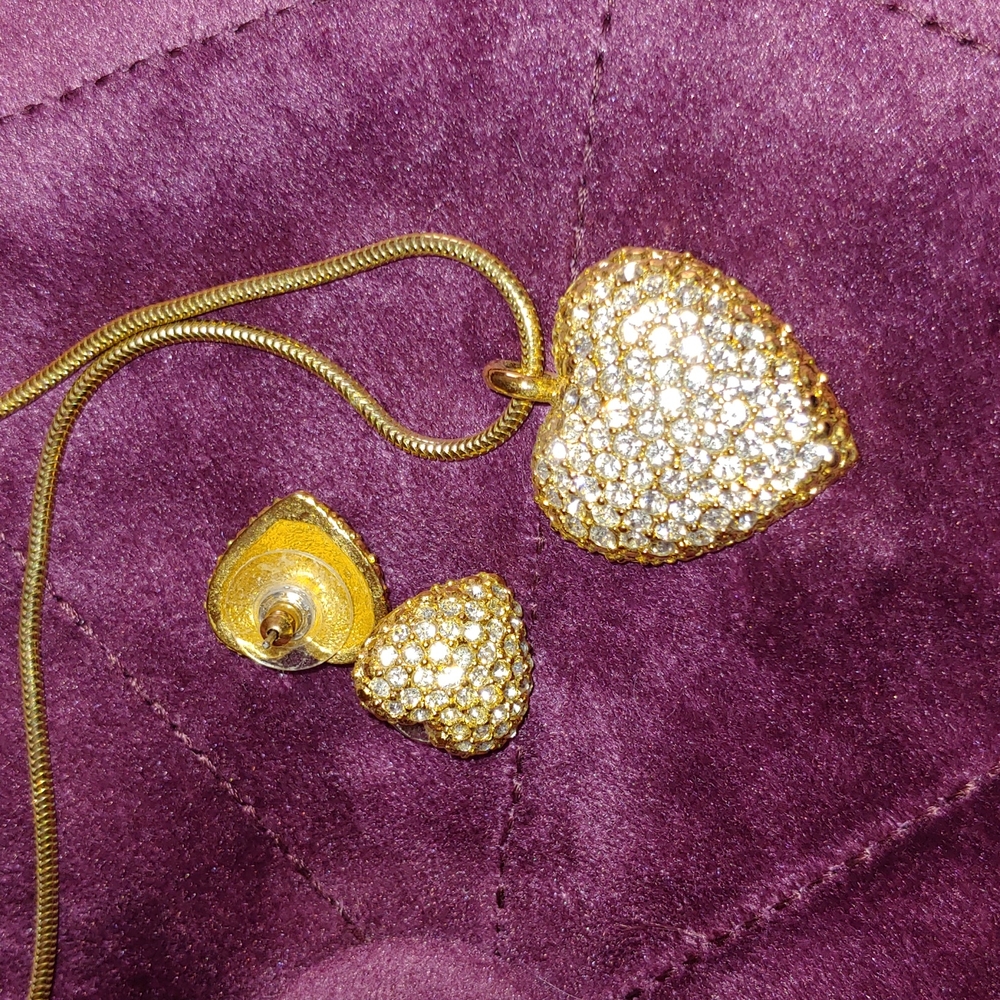 Heart necklace and earrings